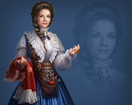 Anna Weber - blue, luminso, frumusete, abgames, girl, fantasy, red, anna weber, ab games