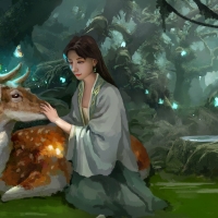 Girl and deer