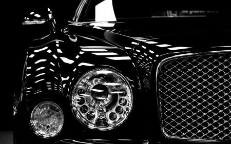 Headlamps of black Bentley - black, bentley, car, headlamps