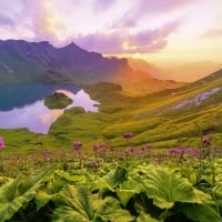 Sunset at lake Schrecksee