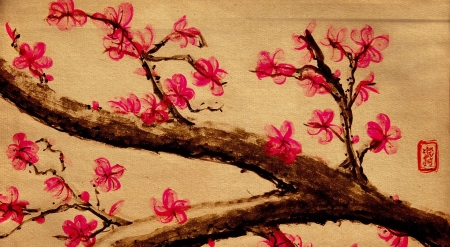 Japanese cherry blossom painting