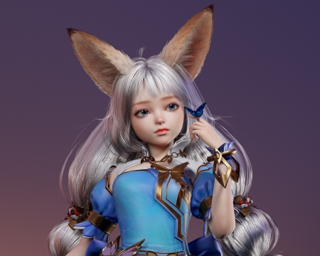 Fantasy girl - gyeongho jeon, wizrd, fantasy, fox, ears, girl