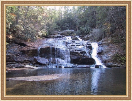 WATERFALL INTO POND - WATERFALL, IMAGE, NATURE, POND