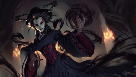 Dark Geisha - dark, fantasy, geisha, gothic, legends of runeterra, magic