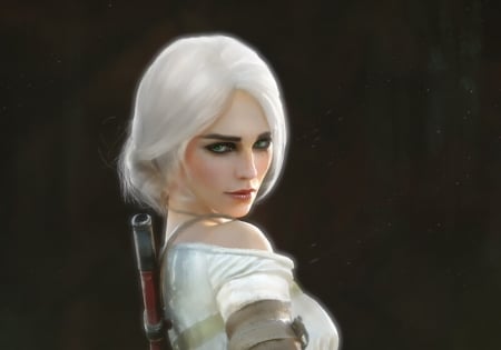 Ciri - fantasy, white, kirill repin, the witcher, girl, face, ciri