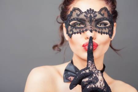 ♥ - mask, woman, model, girl, lace, face, glove