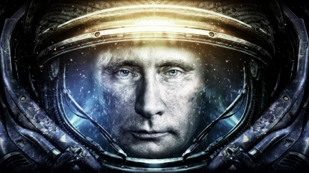 :D - astronaut, creative, putin, fantasy, man, face, funny, cosmonaut