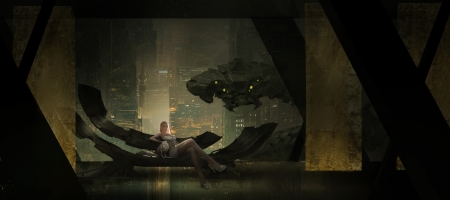 Human lost - liu 233, sofa, leoart, girl, fantasy, leo, liu233, art, luminos