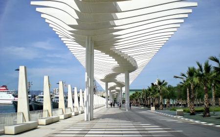 Promenade in Malaga, Spain - harbor, promenade, Spain, atchitecture