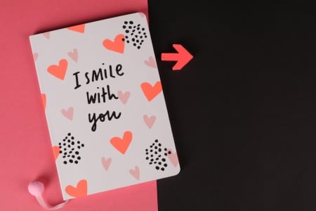 I smile with you - abstract, pretty, photography, HD, black, message, red, 4K, card, hearts