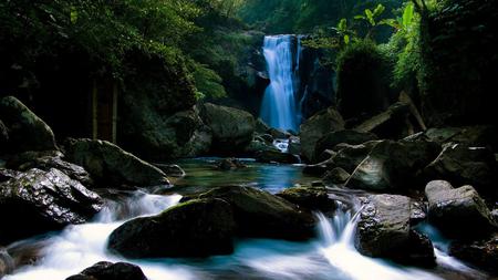 Waterfall - water, nature, waterfall, rocks