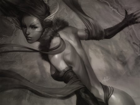 Elf - women, elf, girl, hot, evil, black, white, pretty, dark