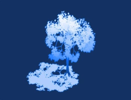 Night Tree - 3d and cg, abstract, blue