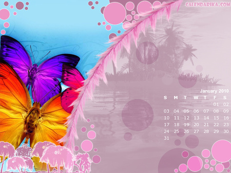 January 2010 butterflies - january2010, butterfly, calendar