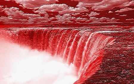 red falls - nature, falls, red, water, color