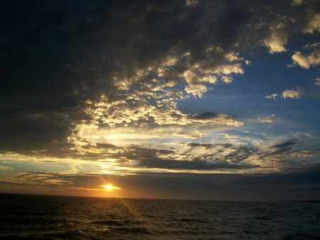 Ocean Sunset - ocean, sunset, clouds, beautiful