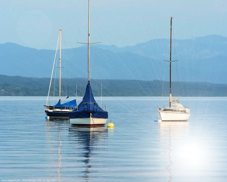 Sail boats - mountains, blue sky, sail boats, sea