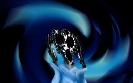 The Fractal Scream - fractal, black, cg, painting, fractals, dark, the scream, blue, scream