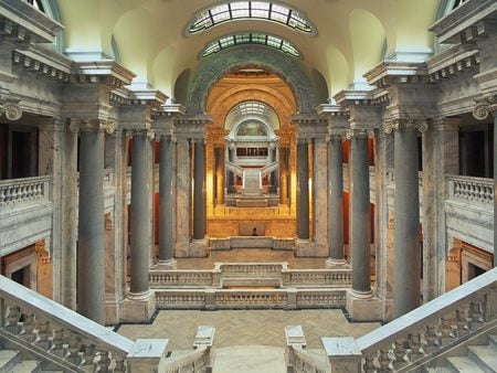 Marble columns - stairs, art, classy, light