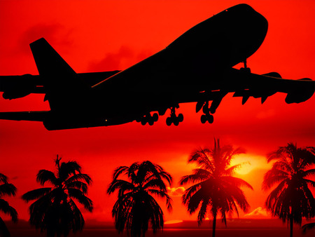 Silhouette Takeoff.jpg - plane, silhouette, sunset