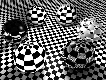 Checked - white, 3d, abstract, black