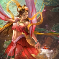 The Goddess Chang'e flying to the moon