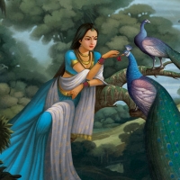 Princess and peacocks by Babu Kuttan