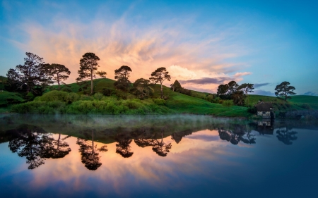 Splendor Of Our Planet - lake, sunset, tree, water