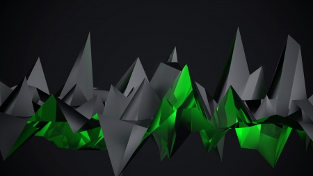 Black Glow Poly - 3d abstract, abstract, black background, polygonal, shapes