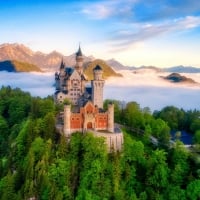 Neuschwanstein Castle above the Fog