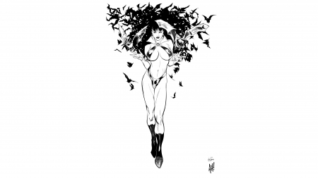 Vampirella - Adam Hughes - adam hughes, comics, white background, vampirella, illustration