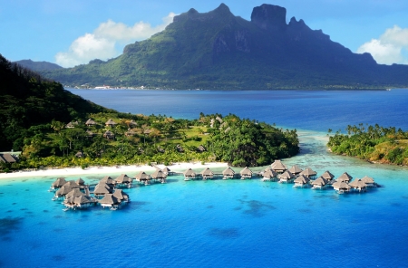 ღ - Bungalow, Bora Bora, Sea, Mountain