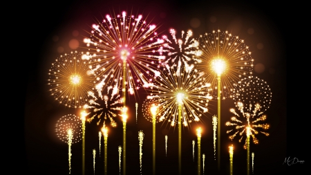 Celebration in the Sky - fireworks, Firefox theme, Independene Day, New Years, explosions, USA, sky, 4th of July