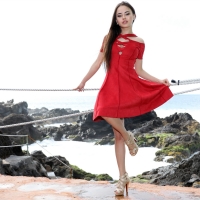 Li Moon in her Red Dress