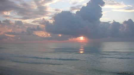 Cancun Sunrise - Waves, Ocean, Clouds, Reflection, Sunrise, Sky, Mexico, Cancun