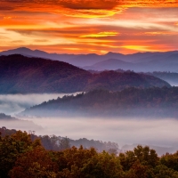 Sunrise on the Smokey Mountains, Tennessee