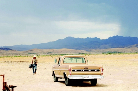 Manly Josh Brolin - Horizon, Hot, Light, Mts, Cowboy, Dark, Shotgun, Ford Truck, Male, Sky, Range