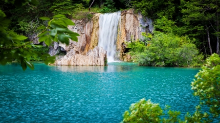 Plitvice lakes, Slovenia - lakes, Plitvice, trees, beautiful, forest, rocks, Slovenia, pond