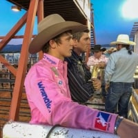 Cute Stetson Wright of the Wright Brothers at a Rodeo