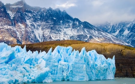 Snow Capped Peaks - winter, nature, glacier, chile, snow, mountains, sky