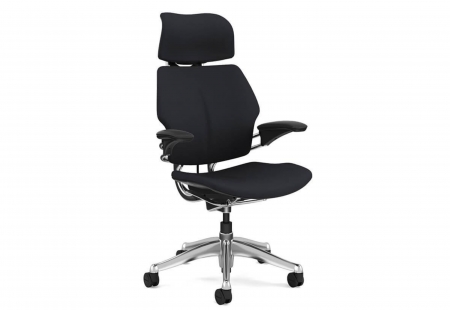 Freedom Headrest Polished Aluminium - Leather Bizon Black - Ergonomic Office Chair, office chairs online, Ergonomic Office Furniture, Office Desk Chair