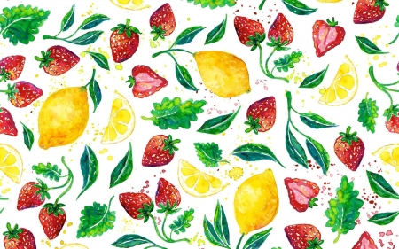 Texture - strawberry, summer, alexandra franzese, green, lemon, red, yellow, texture, fruit, fruitstrawberry, capsuni, leaf, vara