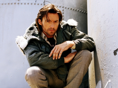 Hot Hugh Jackman - Hot, Man, Actor, Fur, Long Locks, Beautiful Hair, Handsome, Sexy Look, Tweed Pants, Coat