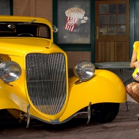 Vintage Car and Woman