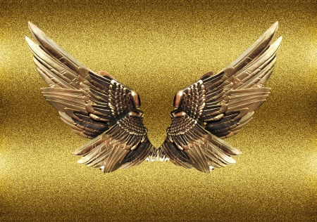 GOLD WINGS - wings, metal, gold, bling