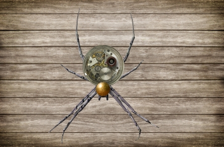 STEAMPUNK SPIDER - METAL, STEAMPUNK, SPIDER, WOOD