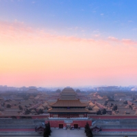 The Forbidden City in China during sunrise