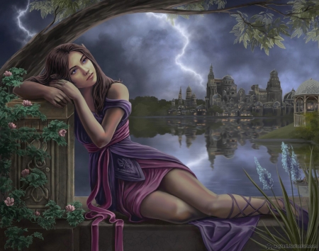 Calm before the Storm - fantasy, woman, digital, girl, art