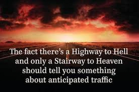 Heaven...OR...Hell.? - heaven, highway, hell, people, road, devil, light, sun