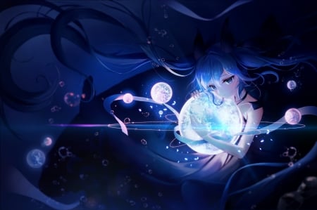 Isolated in Light - vocaloid, anime, fantasy, spheres, hatsune miku, light